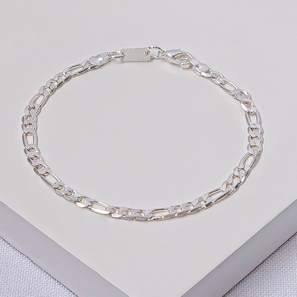 Pulseira Infantil Folheada a Prata Elos 3x1