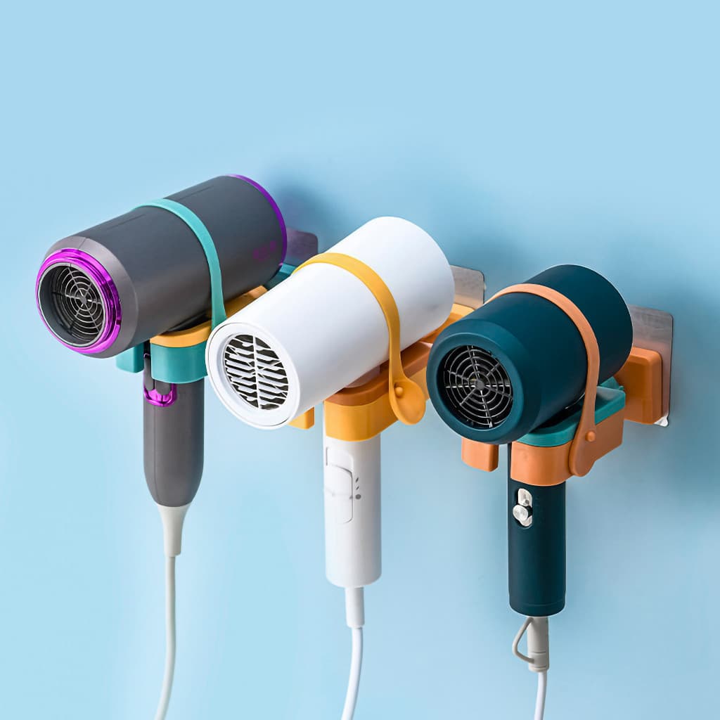 Suporte Para Secador Cabelo Parede Adesivo Banheiro Organizador Porta Ajustavel Giratorio 360 - A291