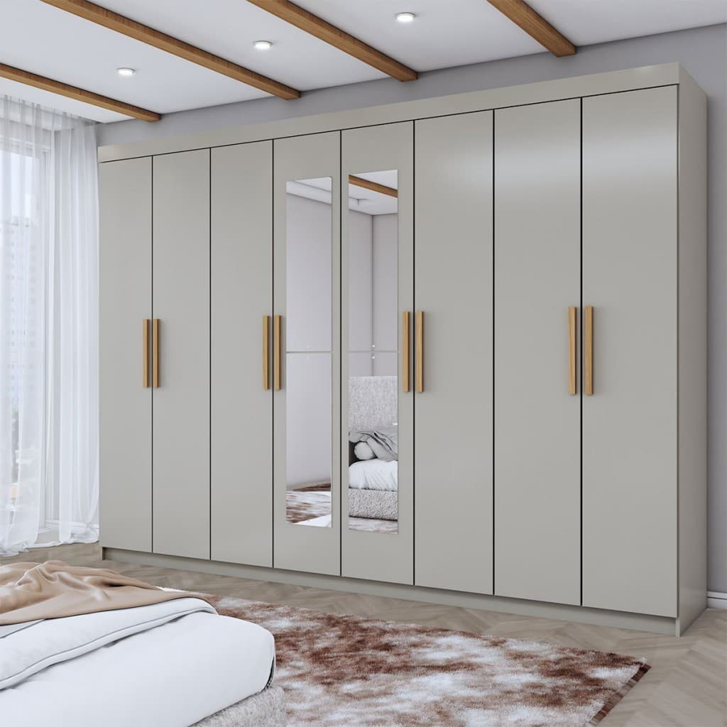 Guarda-Roupa Casal Aurora 8 Portas 4 Gavetas com Espelho