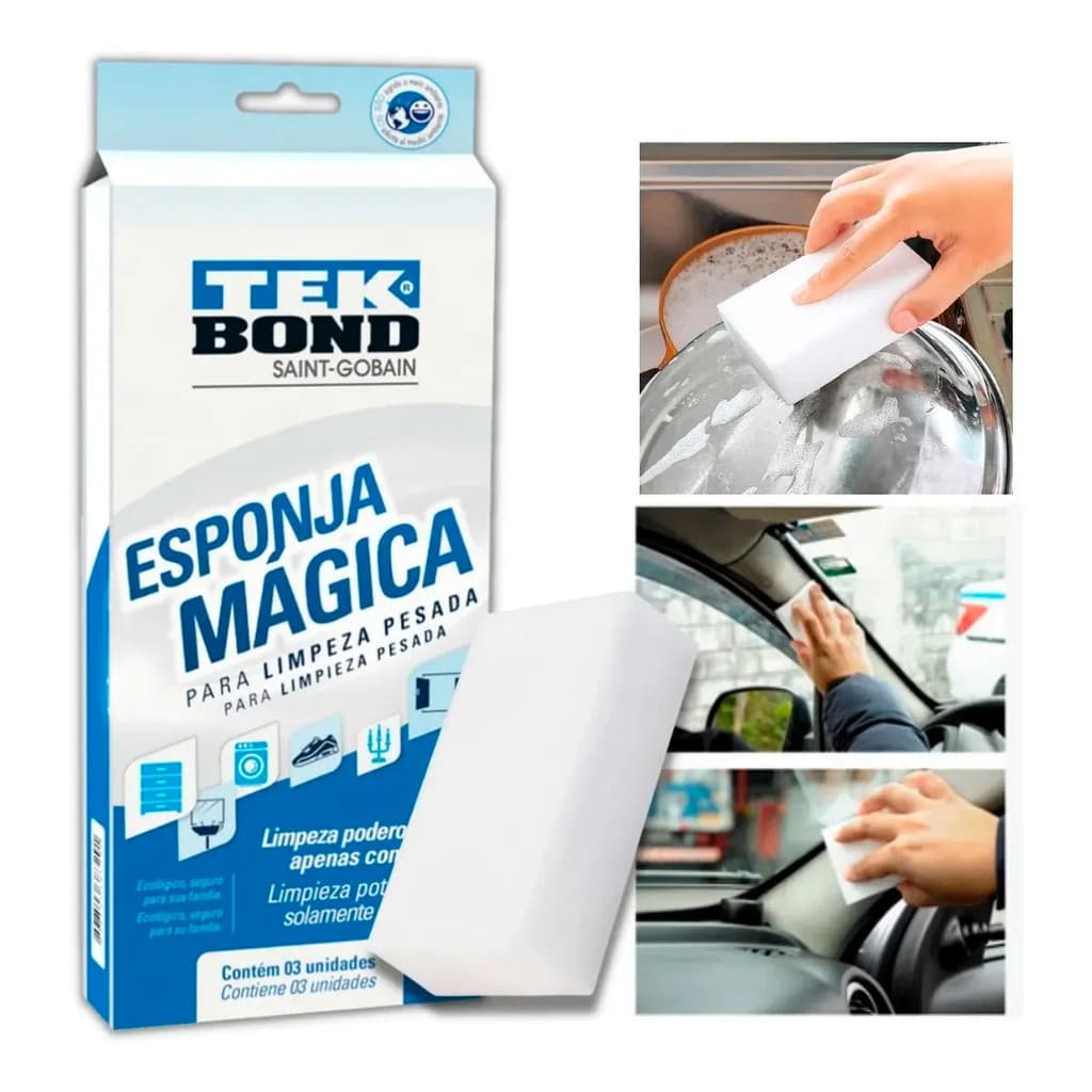 Esponja Magica Tekbond 03 unidades Limpa com agua