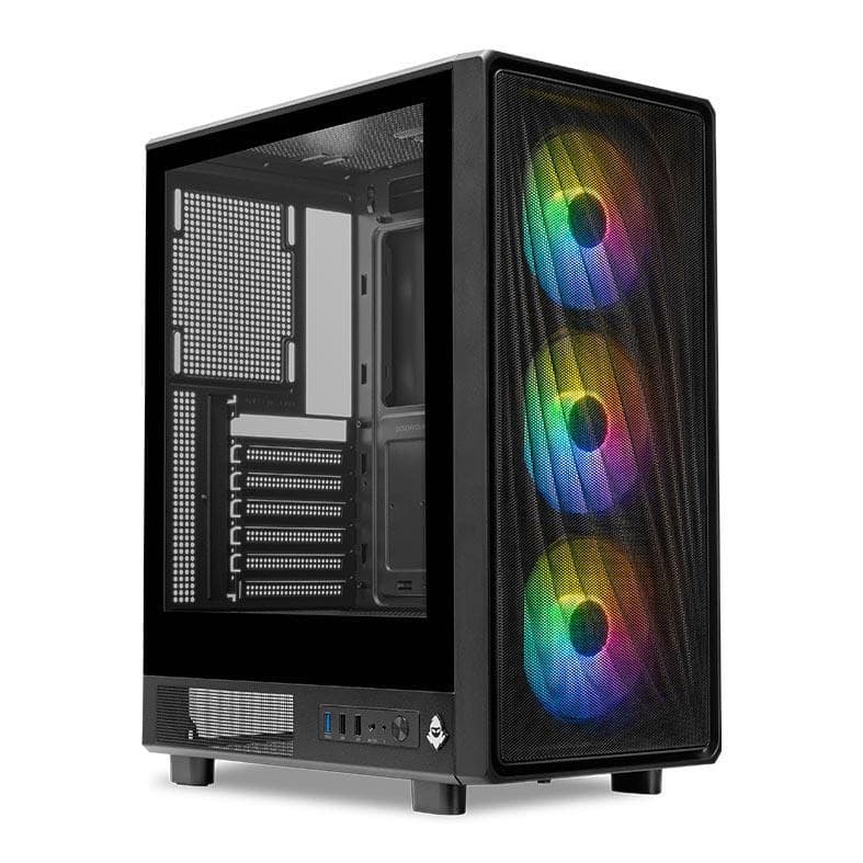 Gabinete Gamer Mancer Narok X, Mid-Tower, Lateral de vidro, Com 3 Fans, Preto, MCR-NRKX-BK3F