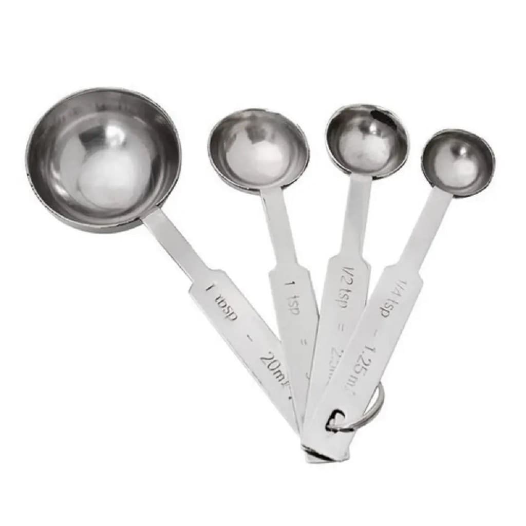 Conjunto Jogo com 4 Colheres Dosadoras Medidoras em Aço Inox para Receitas Culinárias - Casa Cozinha