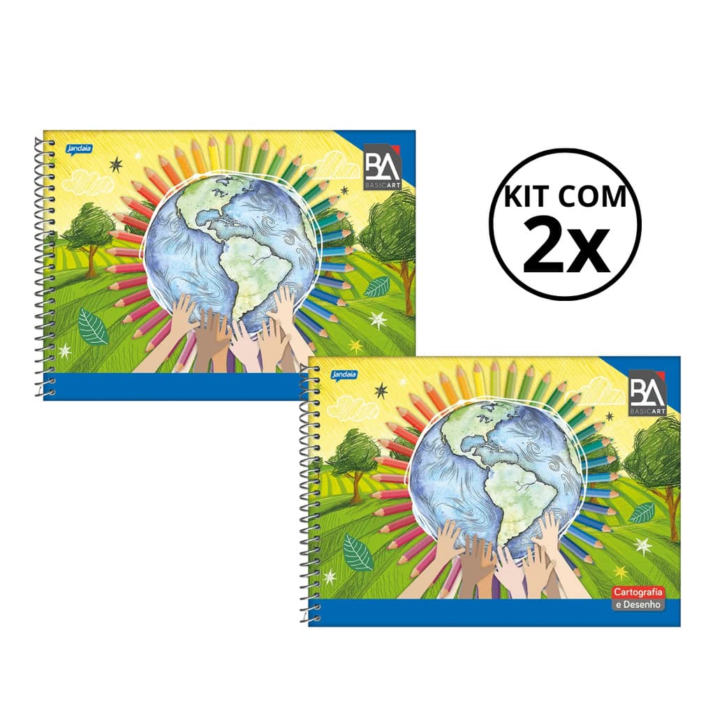 Kit Com 02 Caderno De Desenho Basic Art 48 Folhas  - Jandaia