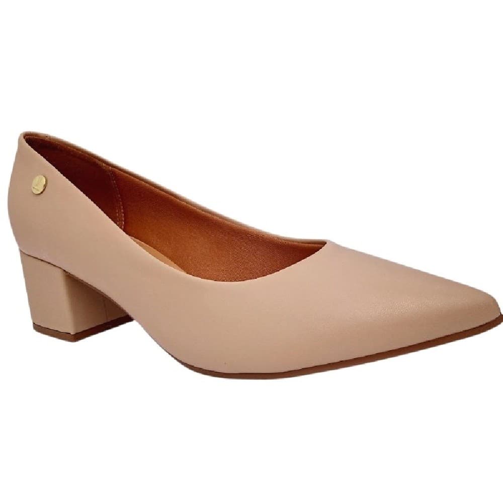 Sapato Fem Vizzano Scarpin Salto Bloco Pelica Bege 1220.315