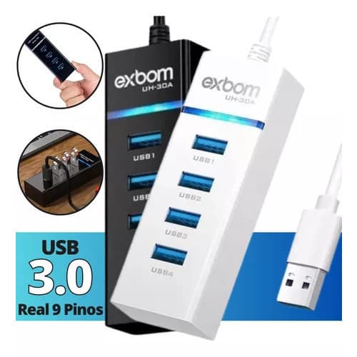 Hub USB 3.0 expansão 4 portas super speed 5.0Gbps UH-30 com LED indicador