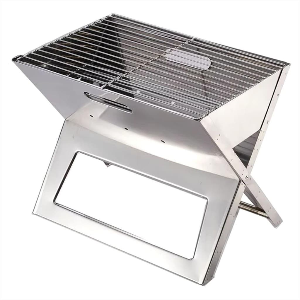 Churrasqueira Portátil Dobrável Inox Carvão Camping Aço Inox