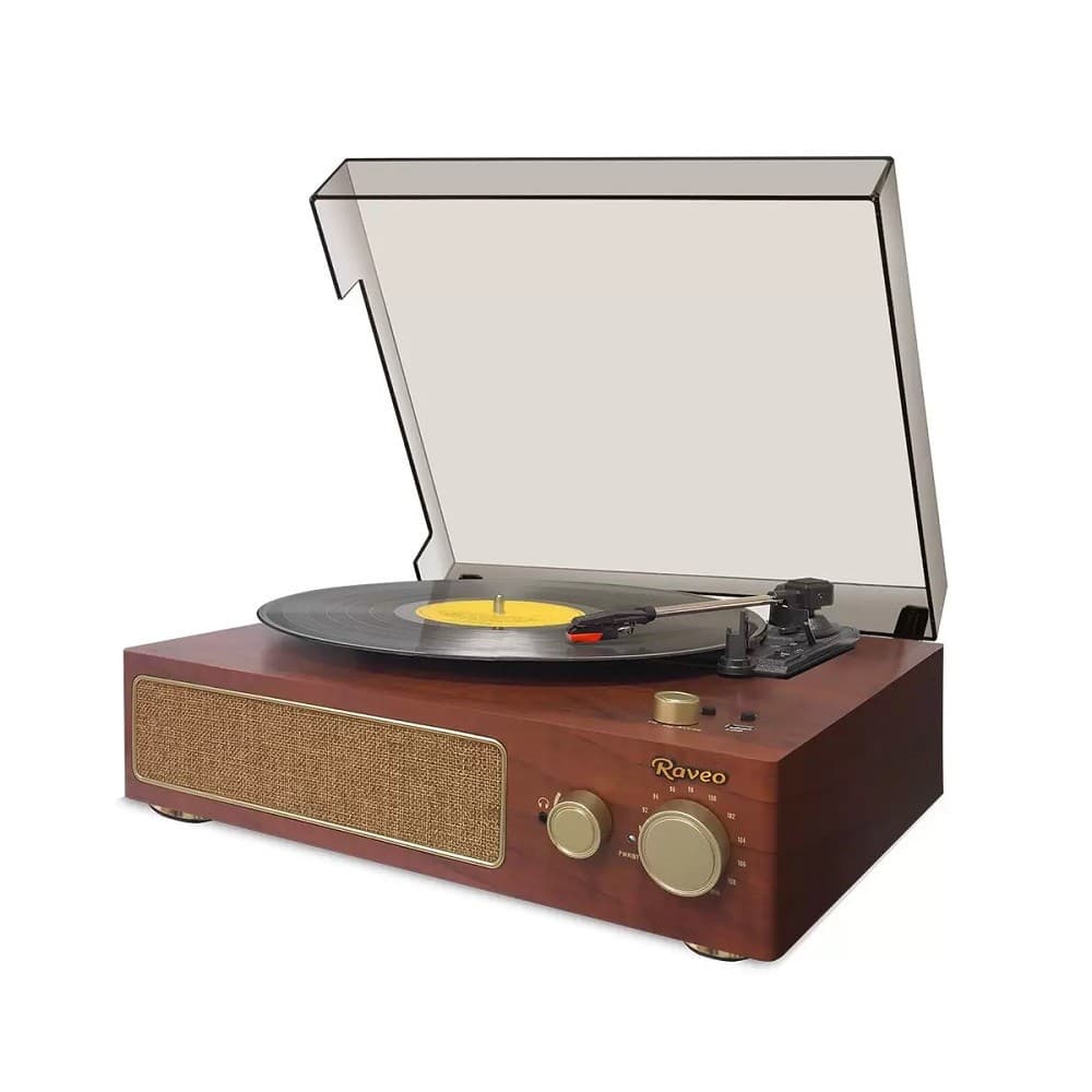 Vitrola Toca Discos Raveo Studio Usb Bluetooth FM Auxiliar Marrom