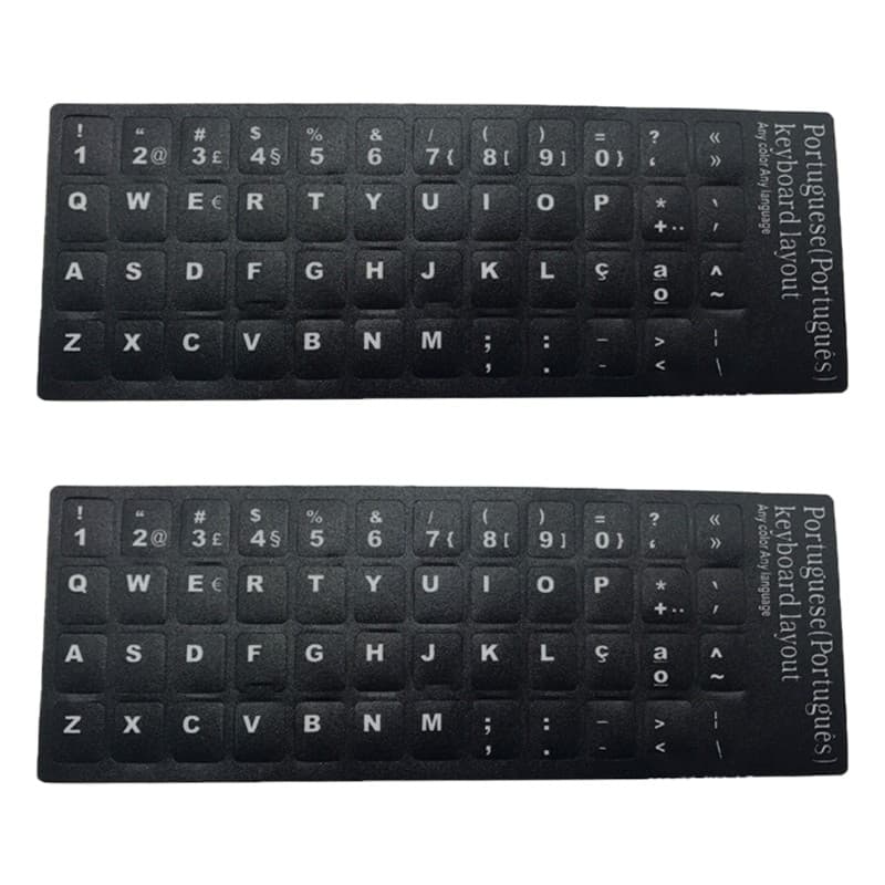 2 Unidades Substituição Adesivos Teclado Tradicionais Portugueses Fundo Preto