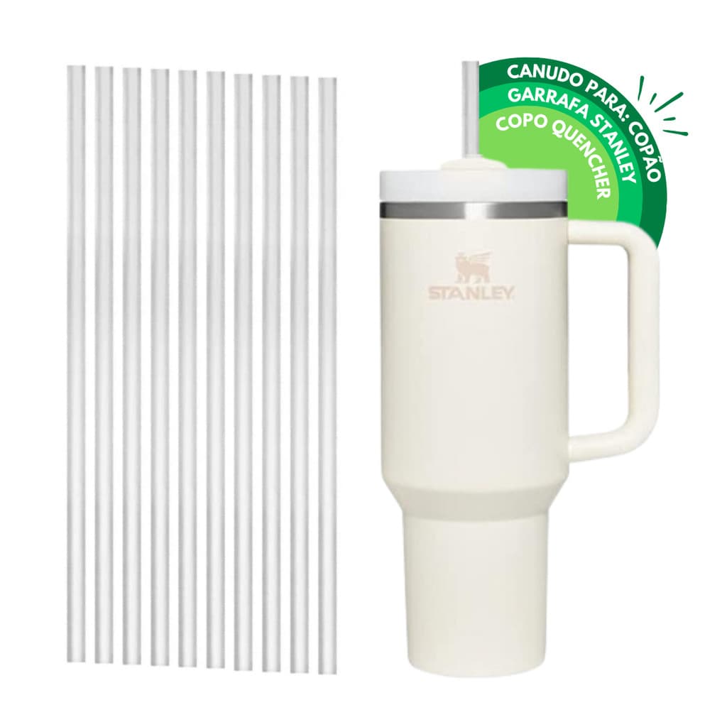 10 Canudo Plástico Rígido 31cm Extra Longo Reutilizável Copo Copão