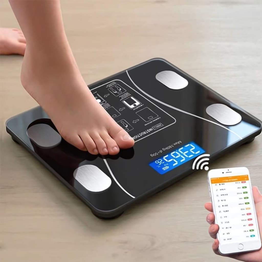 Balança Bioimpedancia Digital Bluetooth Corporal até 180kg Resultado Pelo Celular