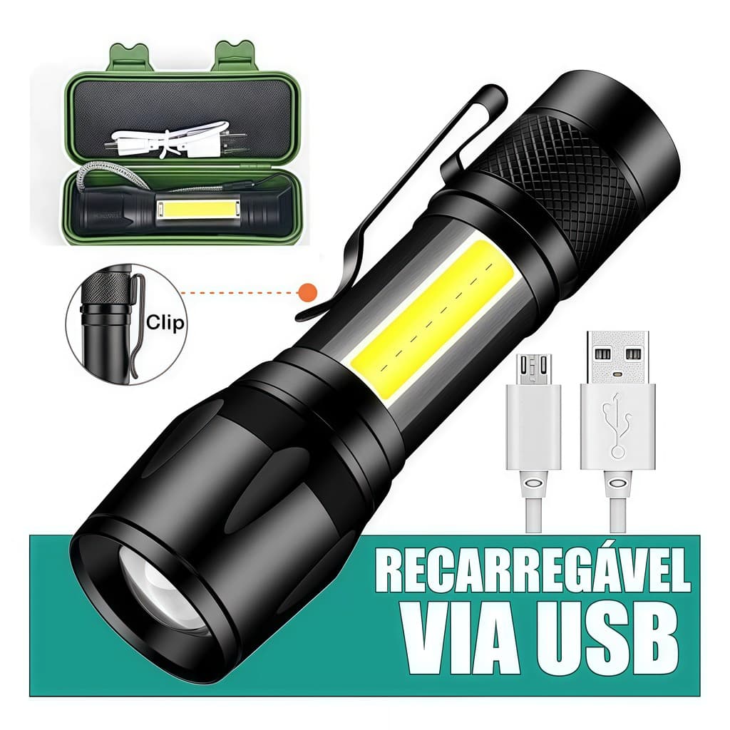 1/2/3/4 Kit Mini Lanterna Tática Com Led E Zoom Recarregável Usb