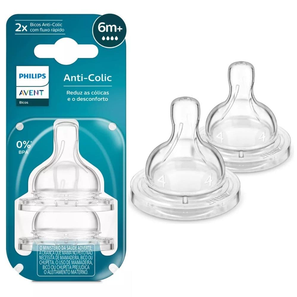Kit 2 Bicos De Mamadeira Avent Anti-cólica 6m - Scy764/02