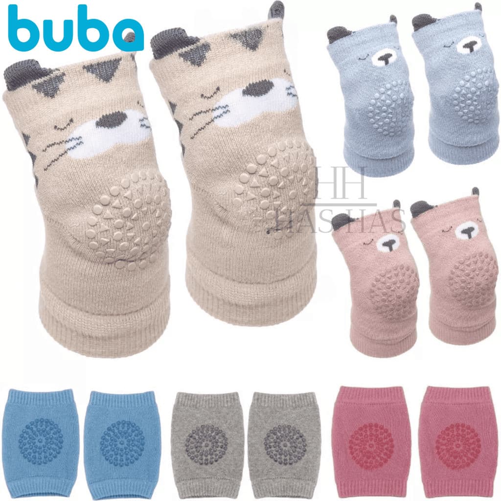 Joelheira Antiderrapante Proteção Joelho Bebê +6 Meses com Estampa Animal Engatinhar Urso Tigre Buba