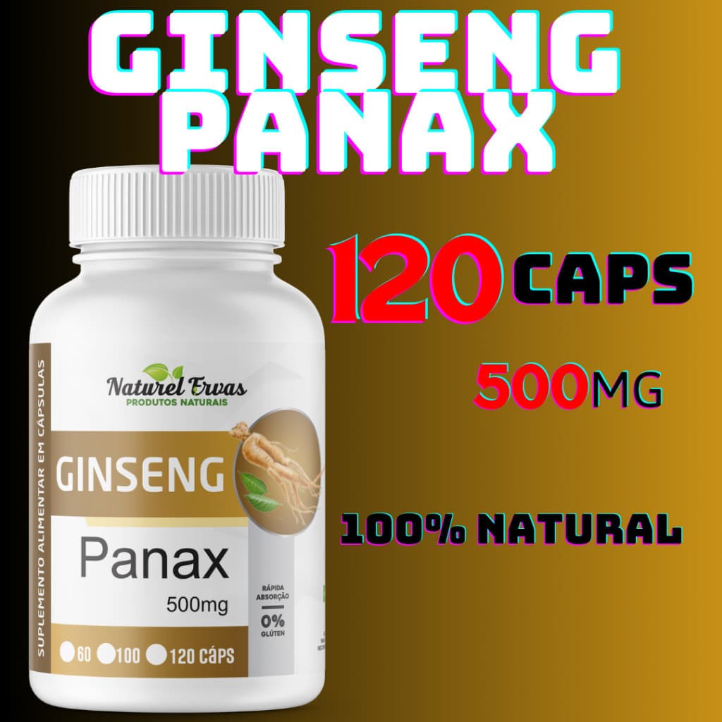 Ginseng Panax 120 Caps Puro Legítimo 100% Natural 500mg
