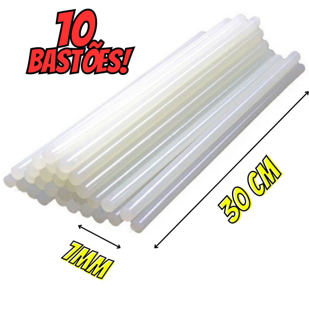 80/40/30/20 ou 10 Bastões de Cola Quente fina Transparente 7,0mm