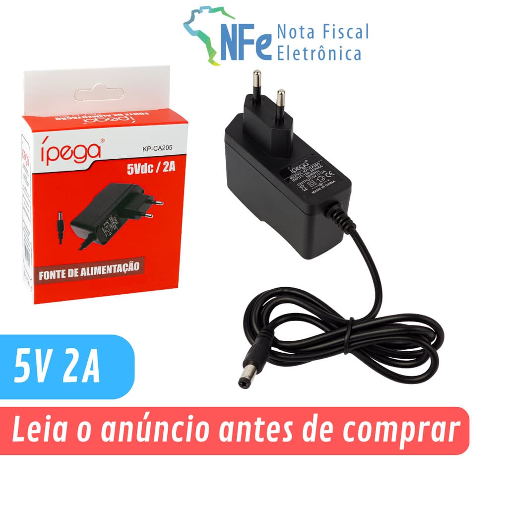 Fonte de Alimentação 5V DC 2A Bivolt 110V 220V P4 2 Amperes Estabilizada