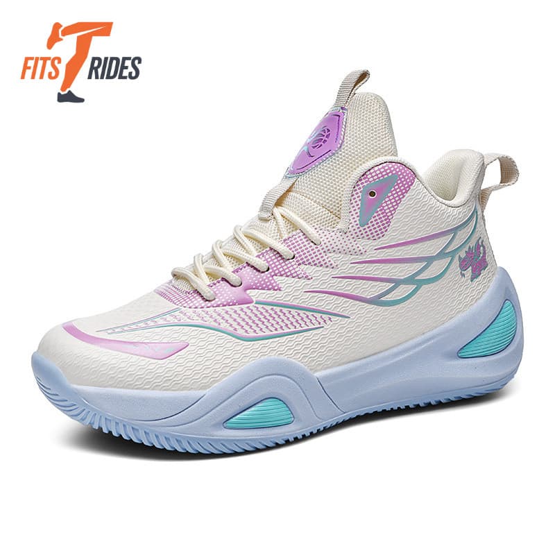 Tênis Basquete Confortável Tênis de Vôlei Masculino Feminino Roxo Antiderrapante Sapatos Basquetebol