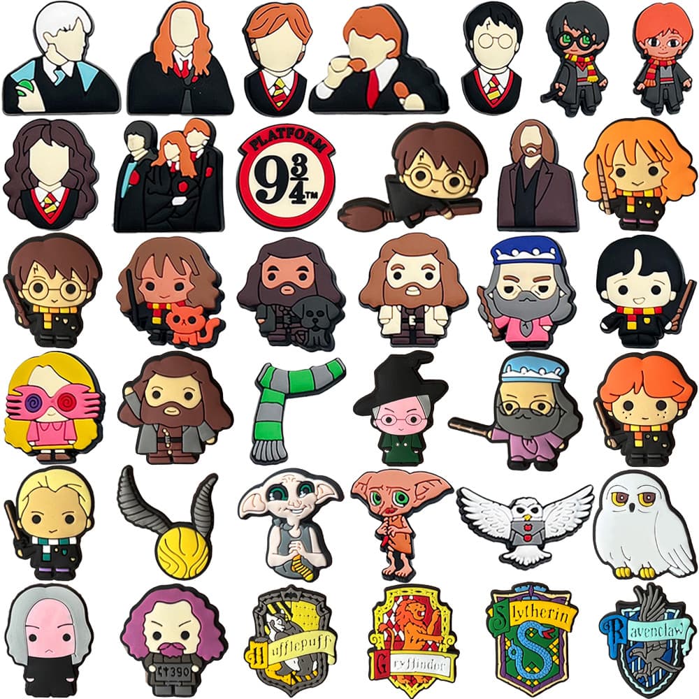 Quente 37 Pçs Harry Potter Academia Mágica Sapato Encantos Dos Desenhos Animados Pino Acessórios Jibz Chinelos De diy De