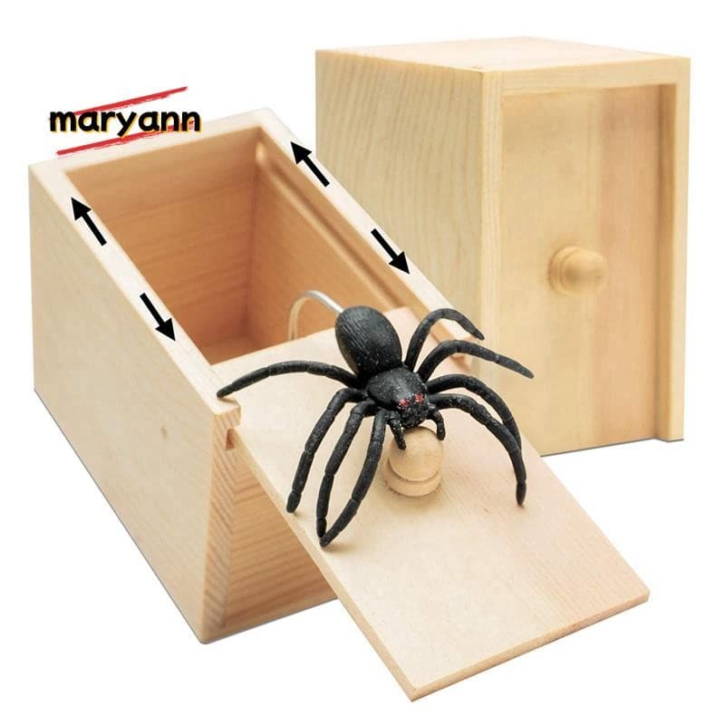 Truque Aranha Engraçado Caixa De Susto Escondida De Madeira Divertido Jogo Brincadeira Amigo Brinquedos De Escritório