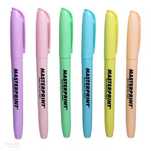 Kit 6 Canetas Marca Texto Tom Pastel Grifa Texto Estudo Escolar Escritório Universitário Masterprint