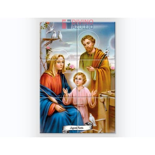 Painel / Quadro Decorativo Imagem Sagrada Família Em Azulejo