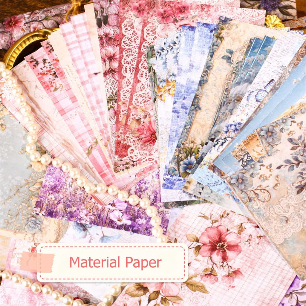 Journamm 30 Folhas Retro Flores Material Papel DIY Scrapbooking Colagem Lixo Diário Estética Papelaria Planejador Decora
