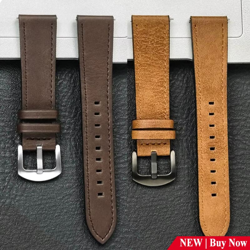 Pulseira De Couro Genuíno De 20mm 22mm Para Redmi Watch 5/3 Active Lite Business Macia Samsung Galaxy 7 6 5 4 Clássico A