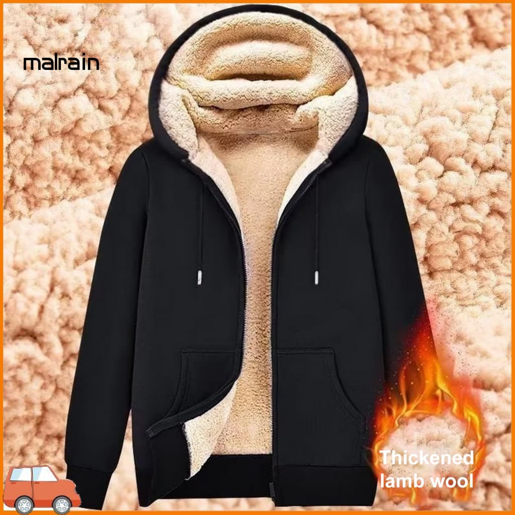 [Ma] Moletom Masculino Com Capuz Forrado De Sherpa Quente Jaqueta De Lã De Inverno Casaco Zíper Para Outono Casual Engro