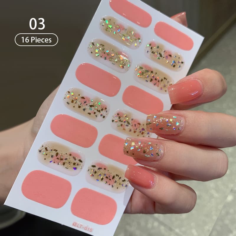 Novo 16 Tiras Outono Gel Adesivos De Unhas Capa Completa Remendo Leopardo Impressão De Esmalte DIY Arte Do Prego Fazendo