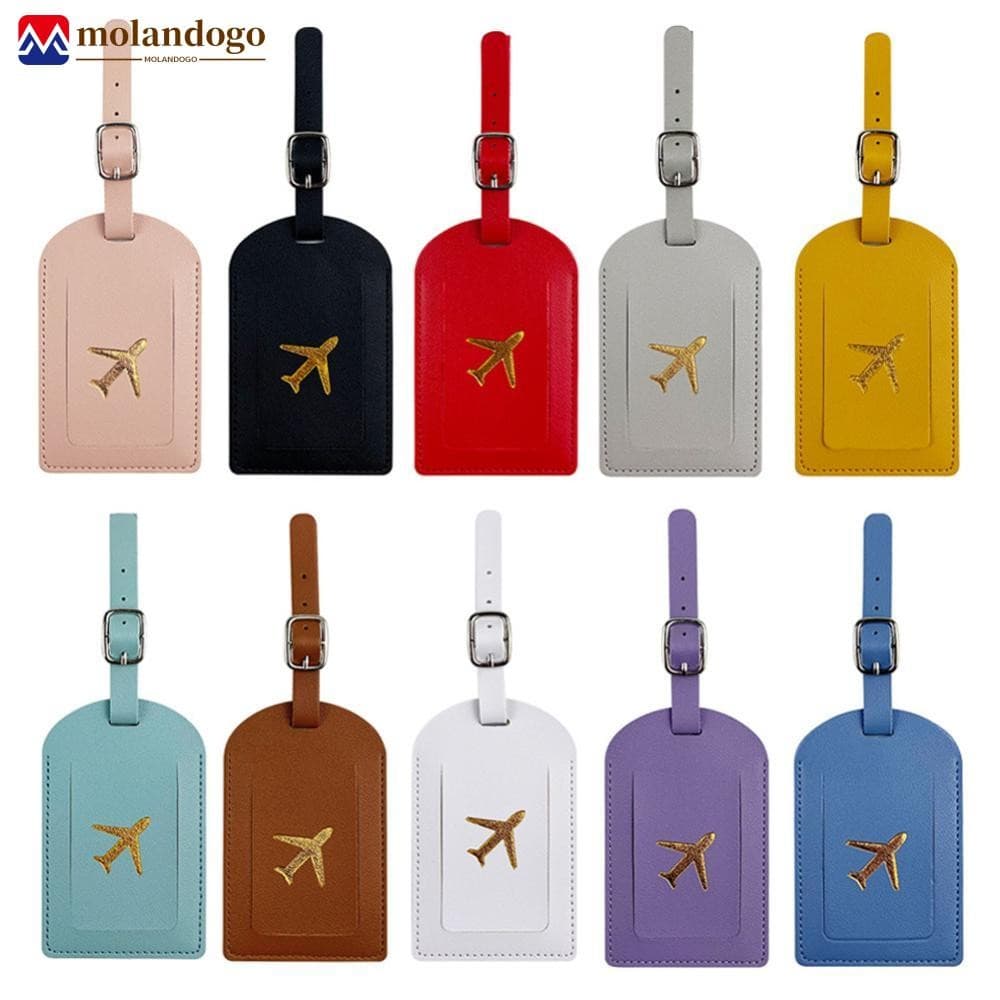 Milandogo Etiqueta De Bagagem De Couro PU Identificadora De Mala Com Papel De Assinatura Saco De Embarque Deslizante Ace