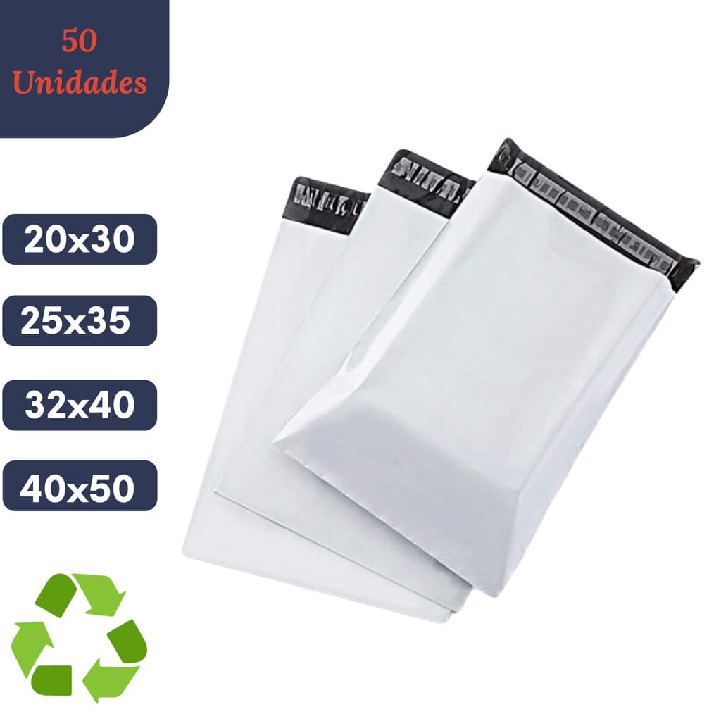 Kit 50 Unidades Envelope De Envio Branco Ecológico Saco Embalagem Correios Sedex Envelope Segurança
