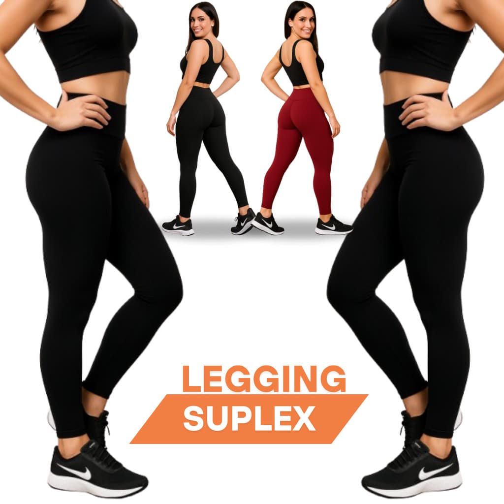 Calça Legging Lisa Suplex Feminina Cintura Alta S/ Transparência Fitness Confortável Levanta Bumbum
