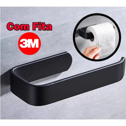 suporte para Porta Papel Higiênico Acessórios Banheiro Fácil Limpeza Garantia Design Moderno sem Ferrugem toalha Cola3 M