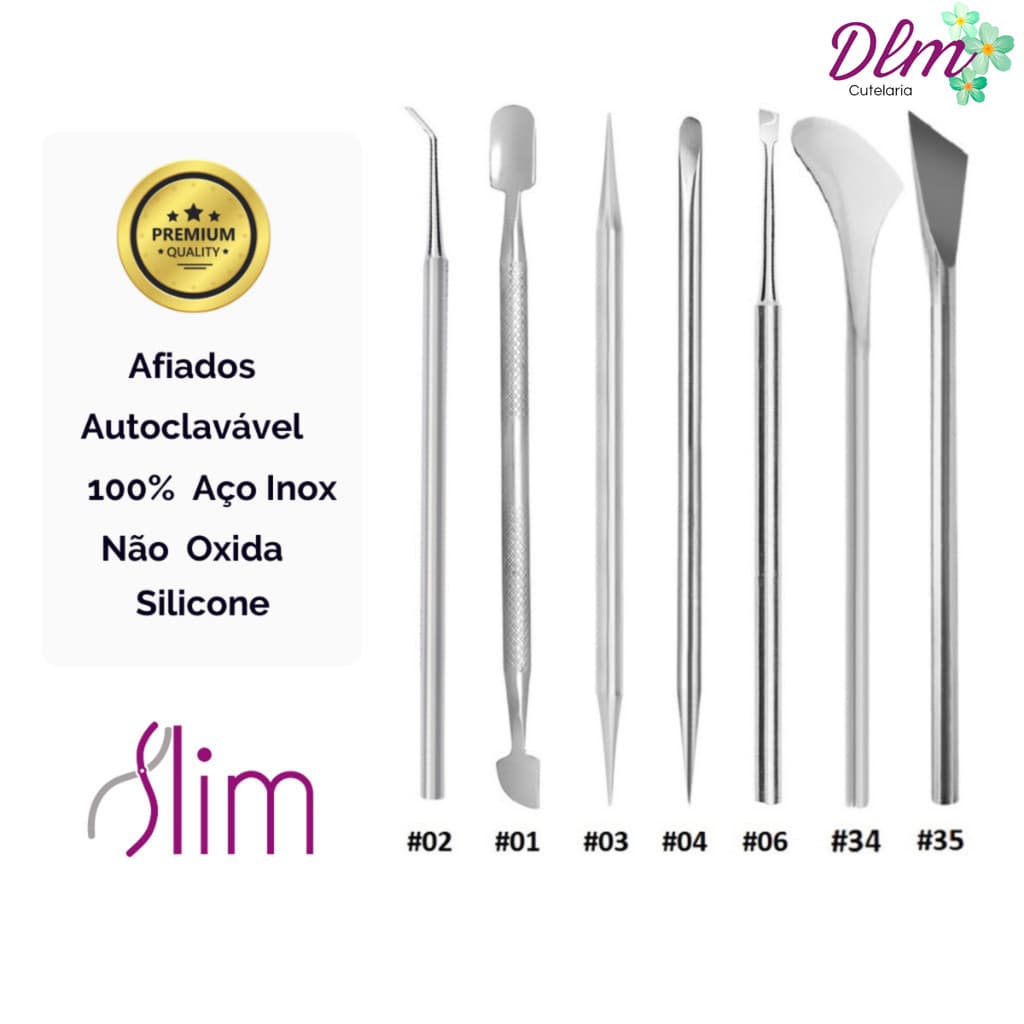 Kit Cutelaria Pedicure Profissional Slim Instrumentos 7 Peças Inox  - Promoção