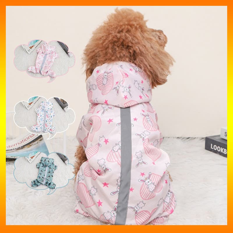 Capa de Chuva para Cães com Capuz - Casaco Impermeável Refletivo para Cães Pequenos e Médios com Estampas Fofas
