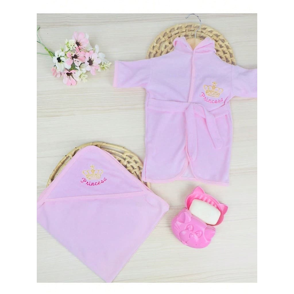 Kit de Banho 3 Peças Roupão + Toalha + Saboneteira Menina