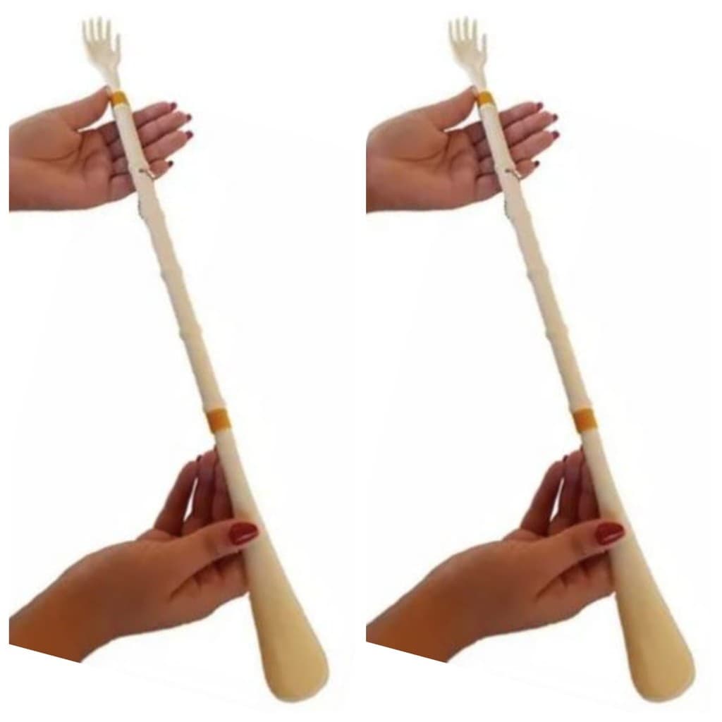Kit com 2 Haste Calçadeira Calçador de Sapatos e Bastão Mãozinha Coçadora para Costas e Pernas