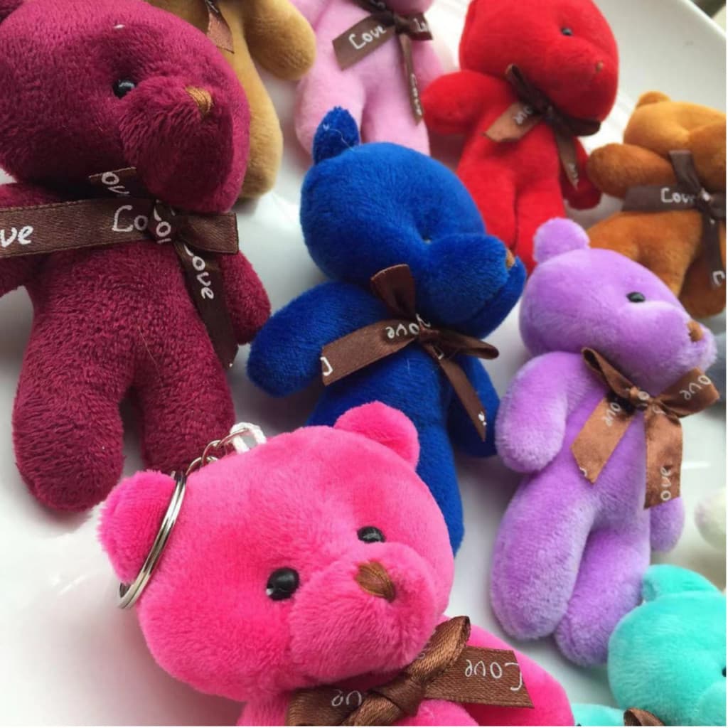 Kit 12/24 Chaveiro Com Pingente De Urso Tedy De Pelúcia  envia cor aleatorio 12cm