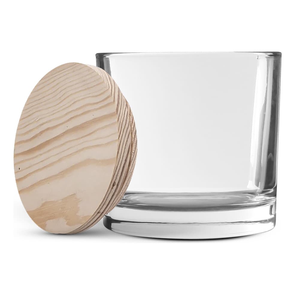 24 Copos De Vidro Whisky P/ Velas 265ml C/ Tampas De Madeira