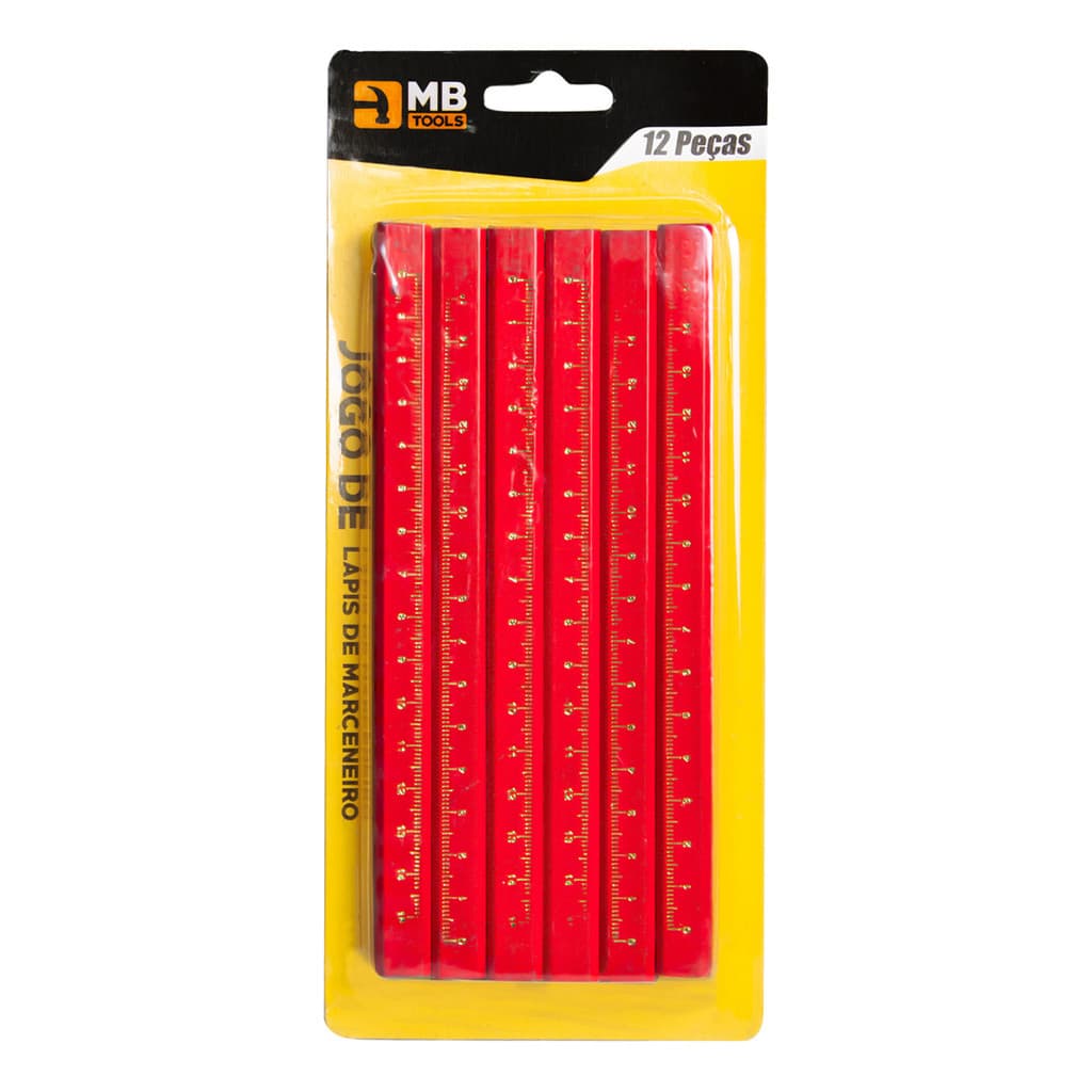 Jogo Kit 12 Lápis Carpinteiro Pedreiro Marceneiro 12 Pç Pc