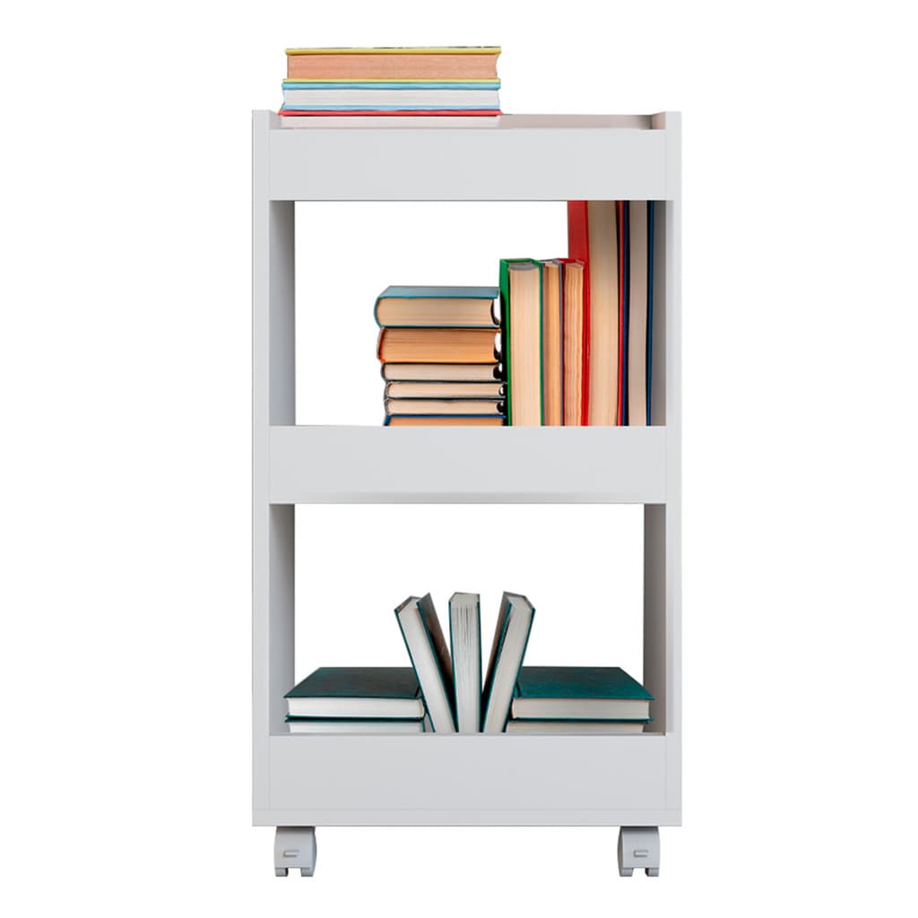 Porta Livros Madeira Cantinho Do Cafe Movel Com Rodinhas e Prateleiras