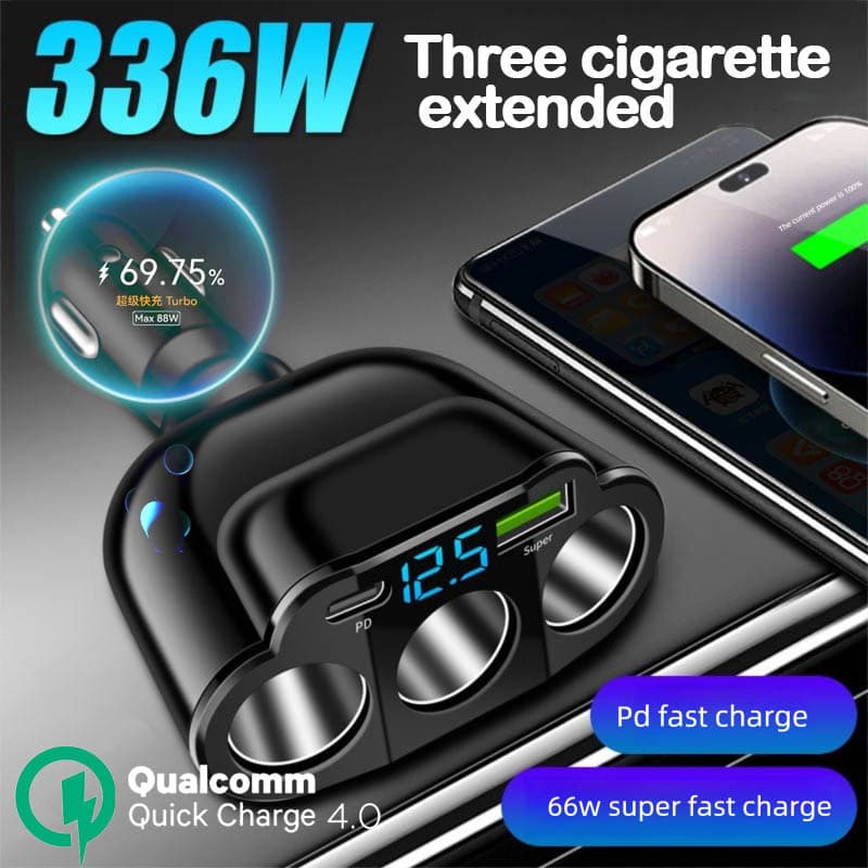 66W Isqueiro Do Carro Porta Tripla USB PD QC3.0 Tipo C Telefone Carregador Super Rápido 12V 24V Universal Adaptador LED 