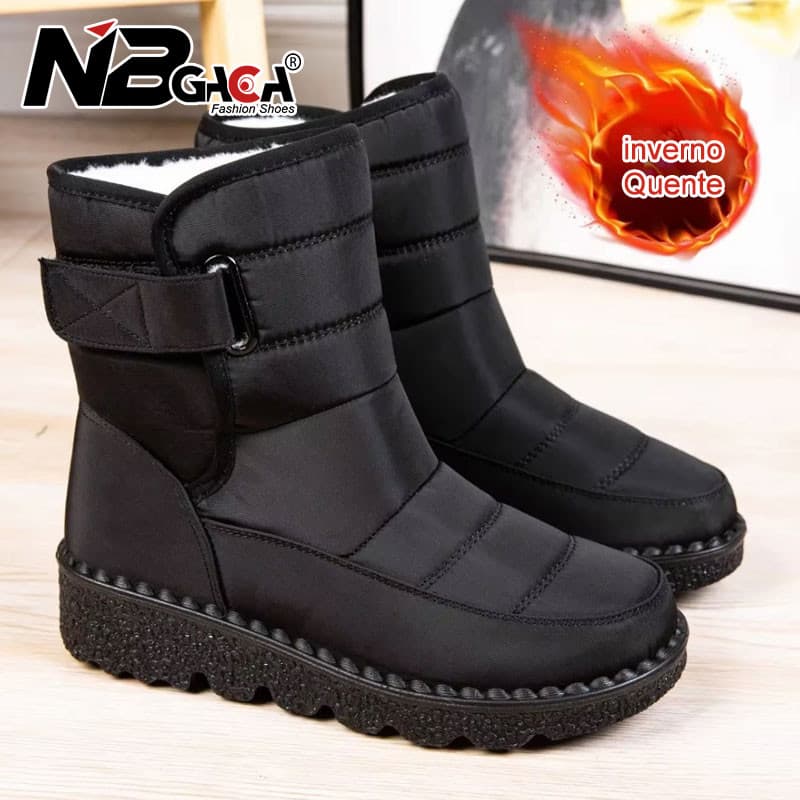 Botas Casuais Impermeáveis Quentes Femininas Para O Inverno Tamanho Grande 35-44 Sapatos Confortáveis Caminhada Na Neve