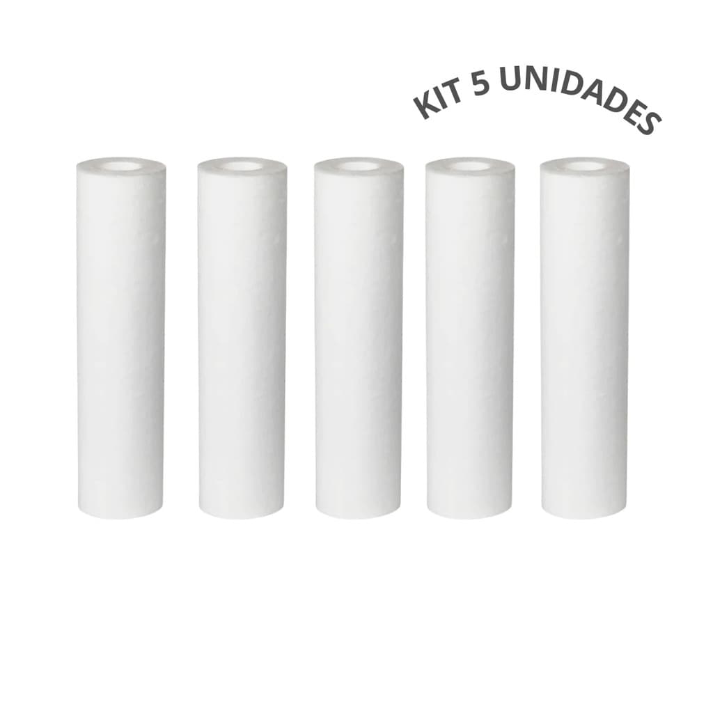 Kit 5 Refil Cartucho Filtro Polipropileno Liso 9 3/4 5 Micra