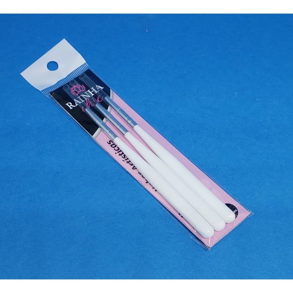 Kit com 3 Pincéis Ultra Fino para Francesinha e Decoração de Manicure