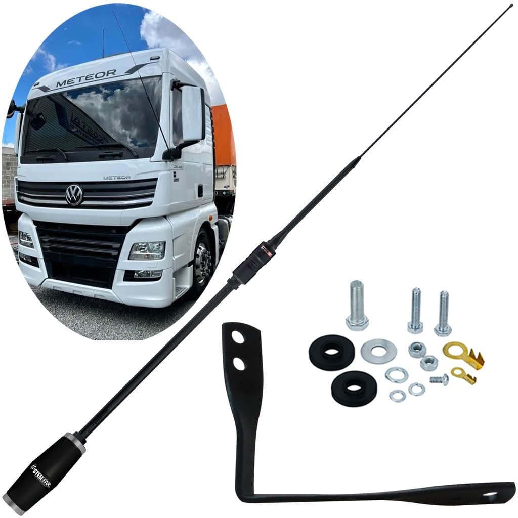 Antena Px Bobinada Black Argentina 1,63m Volkswagen Meteor Parafusos