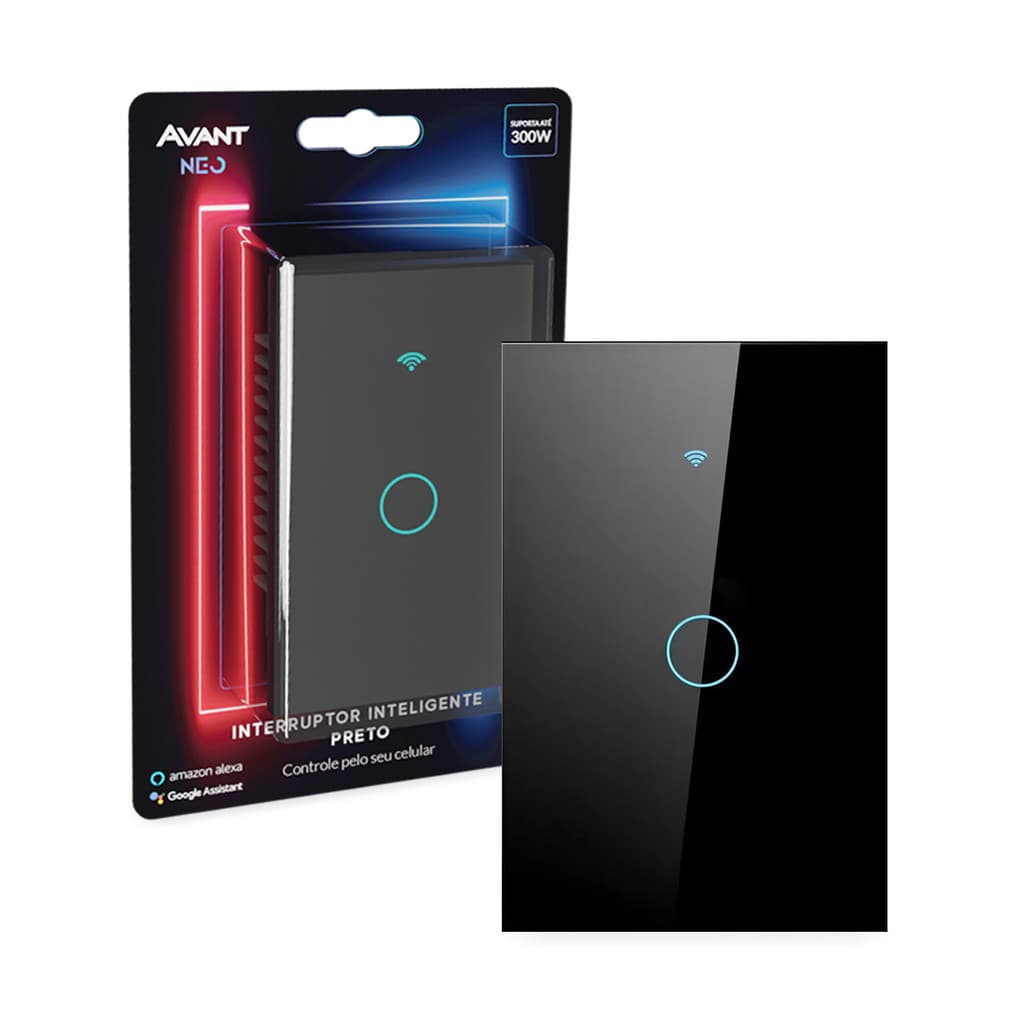 Interruptor Inteligente Touch WiFi Preto Avant Neo