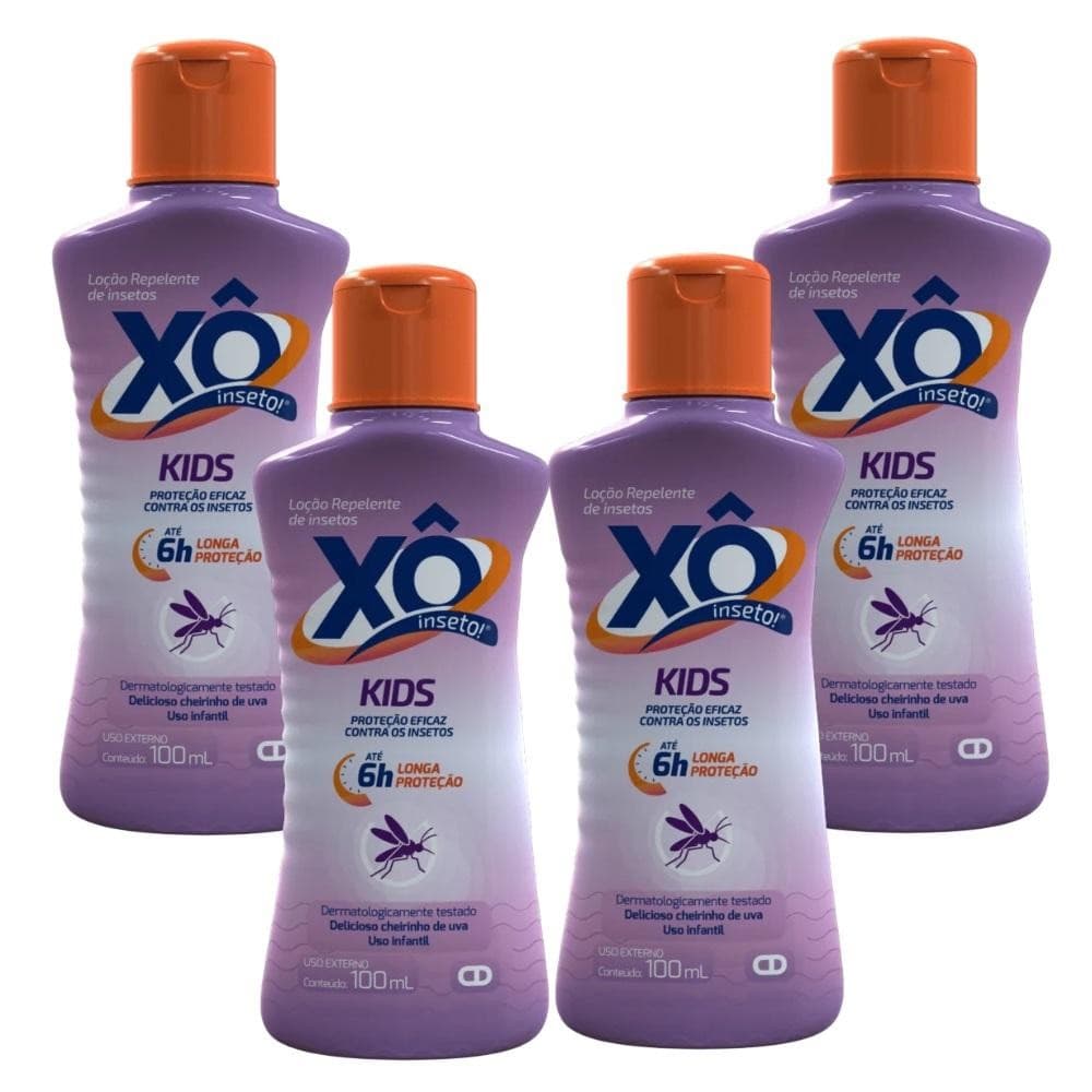 Kit Xô Inseto Kids Loção Repelente Infantil 4un 100ml Cada