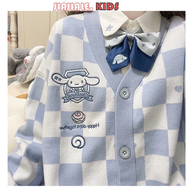40-80KGS Meninas Cinnamoroll JK Uniforme Xadrez Suéter Jaqueta Kuromi Melody cardigan Grandes Inverno Estilo Universitár