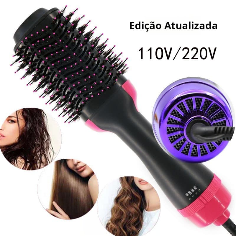 110V/220V Escova Secadora Alisador Elétrica Quente Cabelo Com 4 Em1 secar cabelo profissional